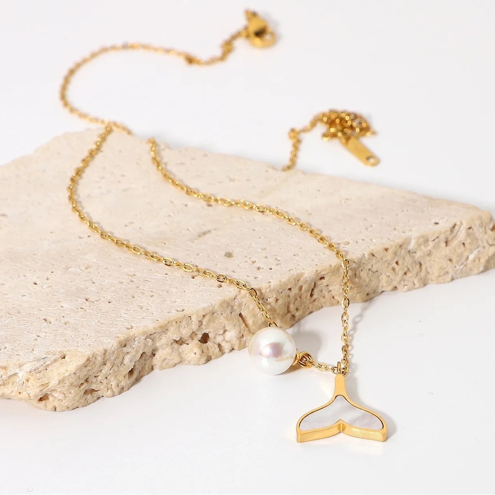 Mermaid Tail Pendant Necklace 18k Gold Plated